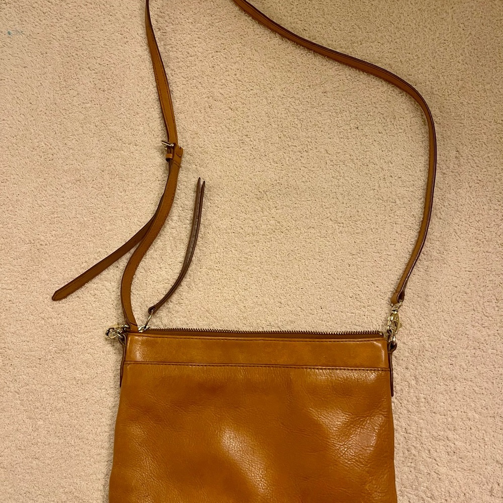 Fossil Tan Leather Crossbody Bag